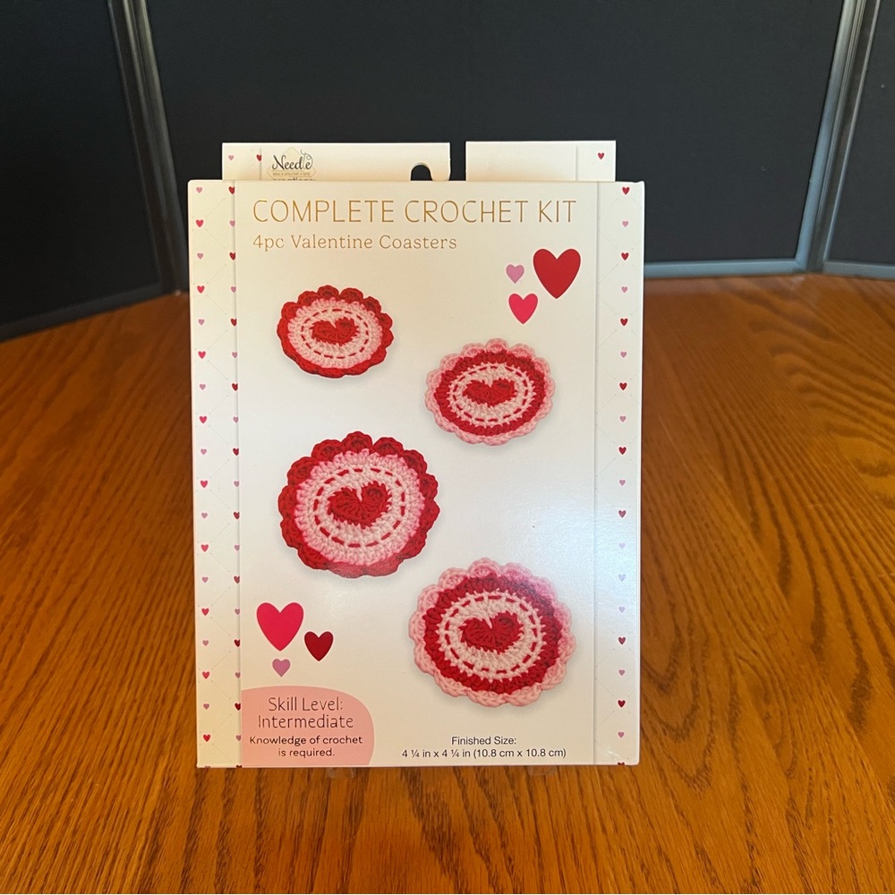 Needle Creations Heart 4-Piece Coaster Crochet Kit